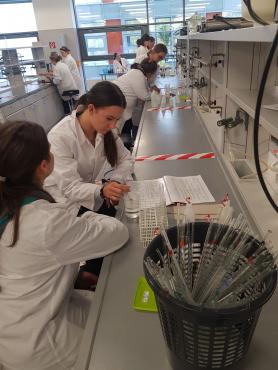 Uczennice podczas zajęć na Wydziale Chemii UAM