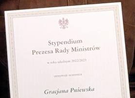 Stypendium Prezesa Rady Ministrów dla Gracjany Pniewskiej