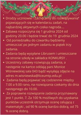 Matematyczny Kalendarz Adwentowy - ogłoszenie